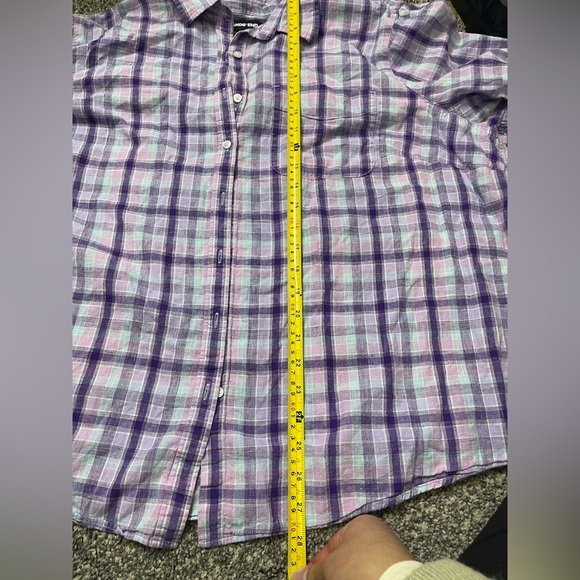 Land’s End Women’s Purple Plaid Linen Cotton Blend Button Down Shirt Sz 2X - Picture 8 of 9